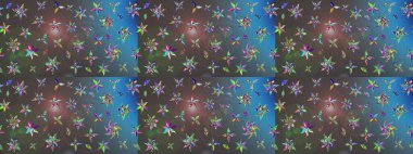 Raster illüstrasyonundaki çiçek desenli çizim. Gri ve mavi renklerde. Güzel kumaş deseni. Raster illüstrasyonu.