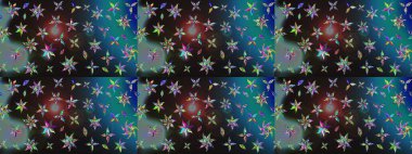 Gri ve mavi renkli etnik çiçekli zarif eskiz deseni. Asya Tekstil 'inde Raster Çiçek İllüstrasyonu.