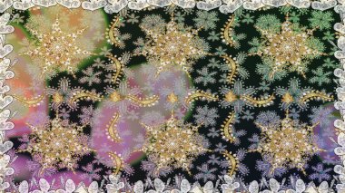 Oriental raster klasik gri ve altın desenli. Kusursuz soyut bir arkaplan. Raster illüstrasyonu.