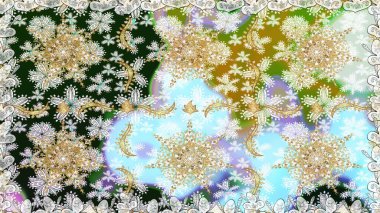 Barok tarzında kusursuz bir doğulu süsü. Raster geleneksel altın pürüzsüz desen nötr renkler üzerinde.