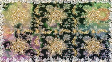 Kusursuz klasik altın desen. Gri renkli ve altın elementli altın desenli. Raster geleneksel oryantasyon süsü.