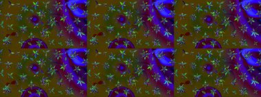 Çiçekli karalama şeklinde Raster çiçek deseni. Nazikçe, güzel çiçek arkaplanı. Kahverengi ve yeşil renkte çiçekler.