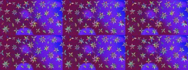 Şirin çiçek elementleri. Mor ve mor renkli çiçekler. Raster illüstrasyonu. Çizim.