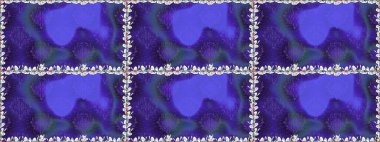 Renkli Bahar Temalı Kusursuz Arkaplan. Düz Çiçek Elementleri Tasarımı. Raster illüstrasyonunda kusursuz çiçek deseni. Mor renkte çiçekler.