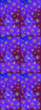 Süslü kumaş deseni. Renkli Bahar Teması eskiz kalıbı. Raster illüstrasyonundaki çiçek desenli çizim. Düz Çiçek Elementleri Tasarımı.