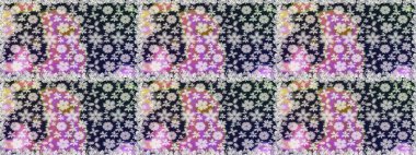 Raster stili kumaş deseni. Çiçekler suluboya desensiz.