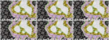 Gri arka planda. Çocuksu tasarım. Tekstil, kumaş, ambalaj, hatıra defteri için hoş bir çiçek arkaplanı. Elle çizilmiş karalama çiçekleri ile pürüzsüz desen.