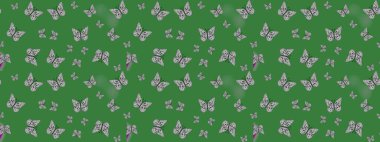 Soyut eskiz arka planı. Kelebek deseni. Raster. Yeşil renklerin çizimi. Moda Kumaşı Tasarımı.