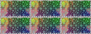 Raster Güzel kumaş deseni. Raster suluboya deseni, narin çiçekler, yeşil çiçekler, tebrik kartı şablonu..