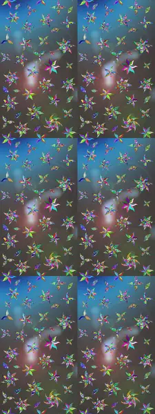 Sevimli çiçek raster deseni. Sketch Colour Spring Theme eskiz kalıbı. Mavi ve gri renkte çiçekler. Düz Çiçek Elementleri Tasarımı.