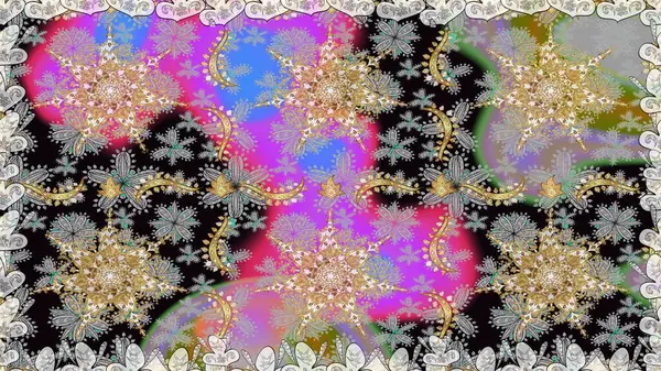 Klasik raster sarısı, kusursuz desen. Çiçek süsü kumaş deseni, cam, çiçek desenli altın elementli gri renkli metal..