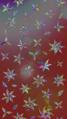 Kahverengi ve gri renkli çiçekler. Renkli Bahar Teması eskiz kalıbı. Sevimli çiçek raster deseni. Düz Çiçek Elementleri Tasarımı.