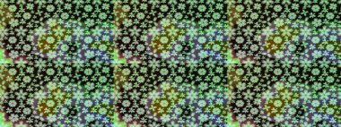 Raster illüstrasyonu. Yeşil renklerde. 3D çiçekler, çizim.