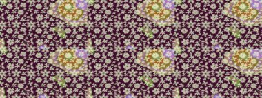 Raster illüstrasyonu. Robot resim. Kahverengi renkli çiçekler. Şirin çiçek elementleri..