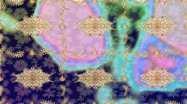 Tekrarlayan ögelerle soyut arkaplan çiz. Klasik raster şablonu. Tarafsız ve altın desenli.