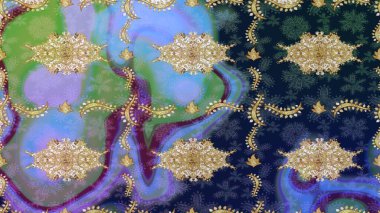 Kış kar dokusu duvar kağıdı. Mavi renkte altın kar taneleri. Sembol bayramı, yeni yıl kutlamaları, altın desenler. Noel Altın Kar Tanesi çizim kalıbı.