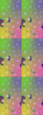 Raster illüstrasyonundaki çiçek desenli çizim. Düz Çiçek Elementleri Tasarımı. Renkli Bahar Teması eskiz kalıbı. Tarafsız ve yeşil renkte çiçekler.