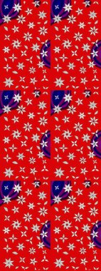 Çiçek duvar kâğıdı. Renkli çizim kalıbı. Çiçek arkaplan. Raster illüstrasyonu. Kırmızı ve nötr renklerde şirin tekstil.