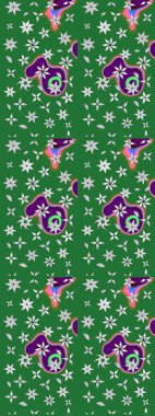 Moda baskıları için zarif bir şablon. Modern çiçek arkaplanı. Parlak renkli çiçekleri ve yeşil ve nötr renklerde yaprakları olan harika bir çiçek deseni. Halk stili.