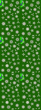 Yumuşak, yeşil ve nötr renklerde bahar çiçekleri. Raster deseni. Raster illüstrasyonu. Patlayan çiçekler soyut yerleştirilmiş.