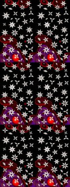 Tropik çiçek desenleri. Siyah ve nötr renklerde çiçekler. Raster illüstrasyonu.