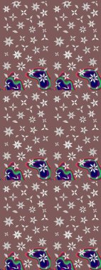 Arkaplan dokusu, duvar kağıdı kahverengi ve nötr renklerde çiçek teması. Soyut etnik raster çizim kalıbı. Kabile sanatı boho baskısı, klasik çiçek arkaplanı.