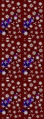 Bir sürü kırmızı ve nötr soyut çiçekli tropik eskiz deseni. Renkli ve nötr raster çizimi. Küçük çiçekte sevimli çiçek deseni var..