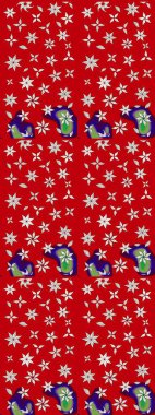 Raster illüstrasyonu. Kırmızı ve nötr papatyalardan oluşan kırmızı ve nötr bir desen. Kırmızı ve nötr renklerde.