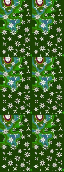 Çiçekli güzel suluboya desen. Raster illüstrasyonu. Yeşil ve nötr renklerde.