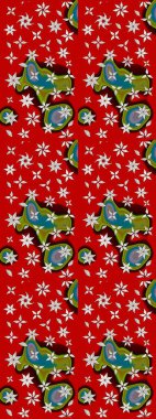 Kumaş, tekstil, duvar kağıdı baskısı için. Eski usul. Renkli desenli eskiz deseni, kırmızı ve kahverengi çiçekler ve dekoratif elementler. Eskiz geçmişi. Raster illüstrasyonu.