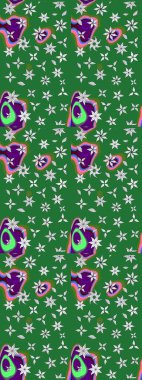 Sevimli küçük çiçek desenle. Raster resim. Çiçek desenli çiçek ve yaprakları ile.