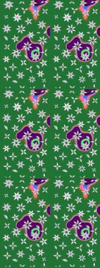 Moda baskıları için zarif bir şablon. Modern çiçek arkaplanı. Parlak renkli çiçekleri ve yeşil ve nötr renklerde yaprakları olan harika bir çiçek deseni. Halk stili.