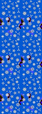 Mavi ve nötr renklerde mavi ve nötr papatya deseni. Raster illüstrasyonu. Mavi ve nötr renklerde.