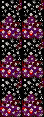 Güzel kumaş deseni. Raster illüstrasyonu. Çiçek desenli çizim. Asya tekstil tarzında. Renkli Bahar Teması eskiz kalıbı. Düz Çiçek Elementleri Tasarımı.