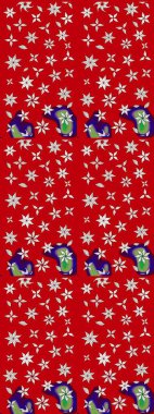 Raster illüstrasyonu. Kırmızı ve nötr papatyalardan oluşan kırmızı ve nötr bir desen. Kırmızı ve nötr renklerde.