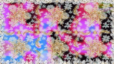 Klasik klasik klasik arka plan. Geleneksel oryantasyon süsü. Tarafsız renklerde, altın elementlerle kusursuz desen. Raster illüstrasyonu. Kusursuz klasik raster altın desenli.