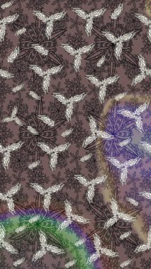 Kahverengi renkte yaz çiçekleri. Çiçekli karalama şeklinde Raster çiçek deseni. Raster illüstrasyonu.