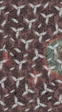 Renkli süs kenarı. Çizim kalıbı. Hint süsü. Raster illüstrasyonu. Çiçek duvar kağıdı. Kahverengi renklerde.