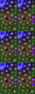 Yeşil ve mavi renkte çiçekler. Çiçekli karalama şeklinde Raster çiçek deseni. Yumuşak, yaz çiçekli arka plan.