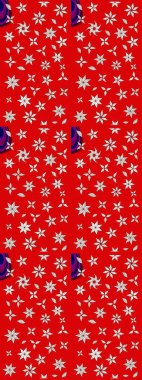 Kırmızı ve nötr renklerde Asya tekstil tarzında. Raster illüstrasyonu. Suluboya çiçekli çiçek deseni.