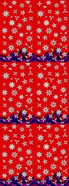 Çiçek duvar kağıdı. Çizim kalıbı. Raster illüstrasyonu. Kırmızı ve nötr renklerde. Hint süsü. Renkli süs kenarı.