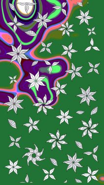 Yeşil ve nötr çiçekli eskiz deseni, suluboya çiçek deseni, şirin çiçek, duvar kağıdı, kart veya kumaş için fayanslı. Raster - stok.