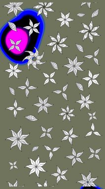 Küçük çiçekteki sevimli çiçek deseni. Yeşil ve beyaz renkte çiçekler.