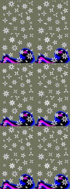 Raster illüstrasyonu. Raster çiçekleri klasik tarzda çizilmiş. Yumuşak, bahar çiçekleri yeşil ve siyah renklerde. Çiçekli yumuşak çizim deseni.