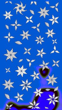 Modern çiçek arkaplanı. Halk tarzı. Moda baskıları için zarif bir şablon. Parlak renkli çiçekleri olan ve mavi ve nötr renklerde yaprakları olan inanılmaz bir çiçek deseni..