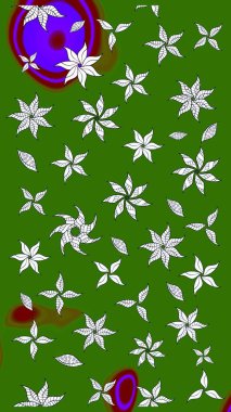 Yeşil ve nötr renklerde çiçekler. Raster illüstrasyonu. Küçük çiçekte sevimli çiçek deseni var..