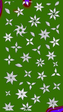 Çiçekli karalama şeklinde Raster çiçek deseni. Yeşil ve nötr renklerde çiçekler. Nazik, narin çiçek arkaplanı.