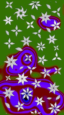 Düz Çiçek Elementleri Tasarımı. Renkli Bahar Teması eskiz kalıbı. Raster illüstrasyonundaki çiçek desenli çizim. Süslü kumaş deseni.