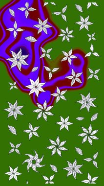 Çiçekli karalama şeklinde Raster çiçek deseni. Yeşil ve nötr renklerde çiçekler. Yumuşak, yaz çiçekli arka plan.