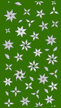 Süslü kumaş deseni. Düz Çiçek Elementleri Tasarımı. Renkli Bahar Teması eskiz kalıbı. Raster illüstrasyonunda çiçek deseni çizimi.